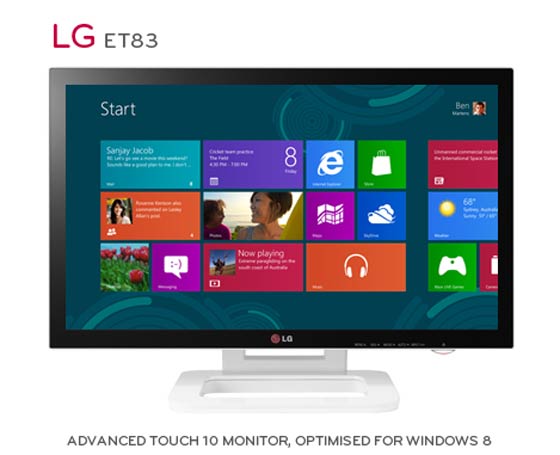 Touch 10 ET83, el nuevo monitor táctil de LG para W8