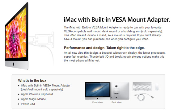 Apple iMac updated with VESA compatible wall mounted models