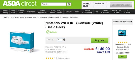 nintendo wii console asda