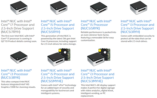 Intel NUC NUC5i3RYH Mini PC - 5th gen Intel i3 / Intel HD 5500 / 2.5 HDD