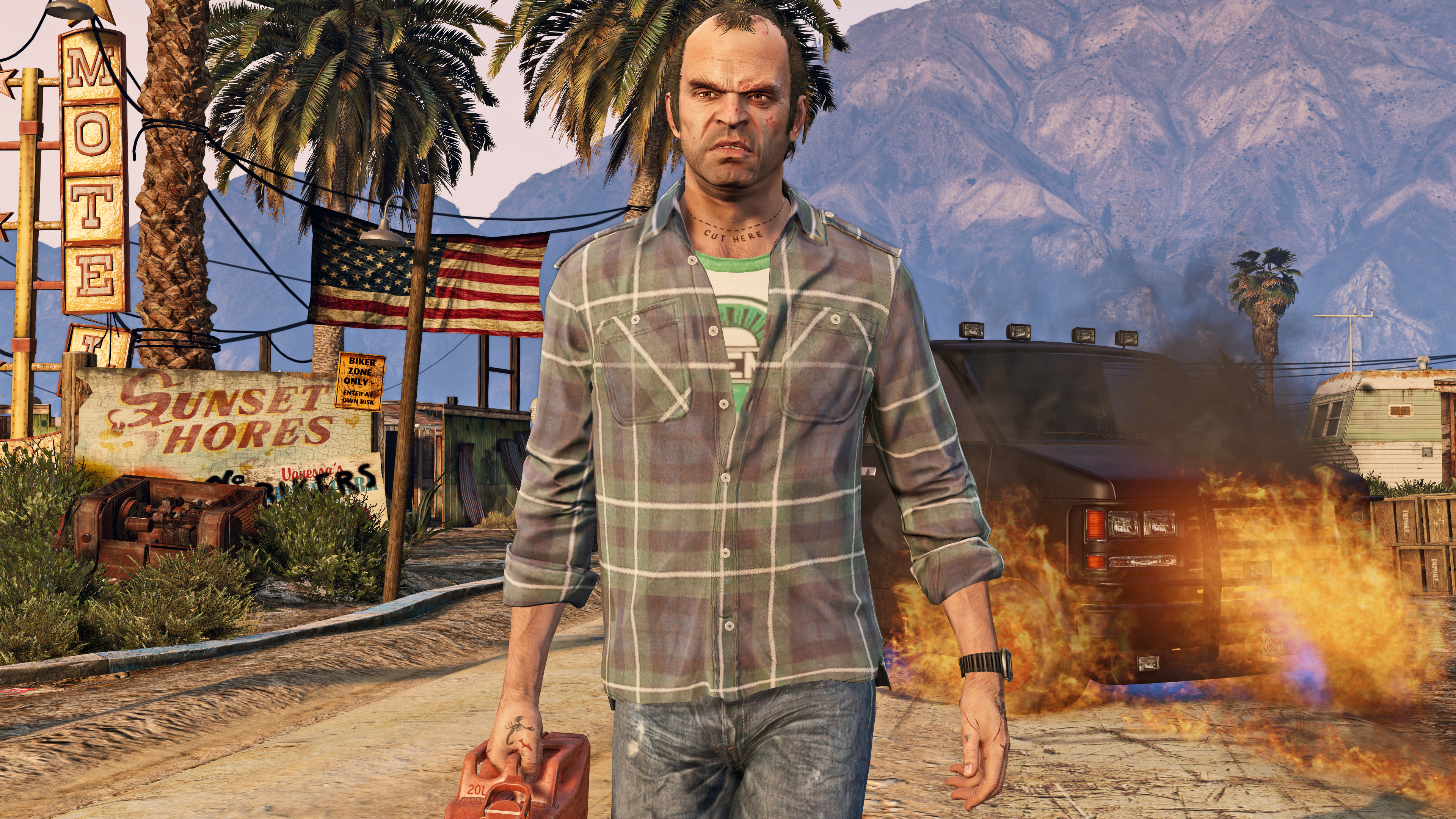 TotalBiscuit in Grand Theft Auto 5, wearing a black