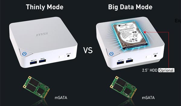 MSI Cubi Mini PC with Intel Core i3-5005U Broadwell Processor