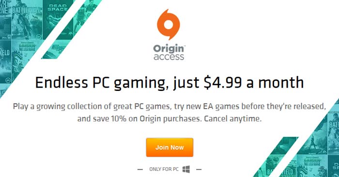 EA announces Origin Access, $4.99 monthly subscription for PC