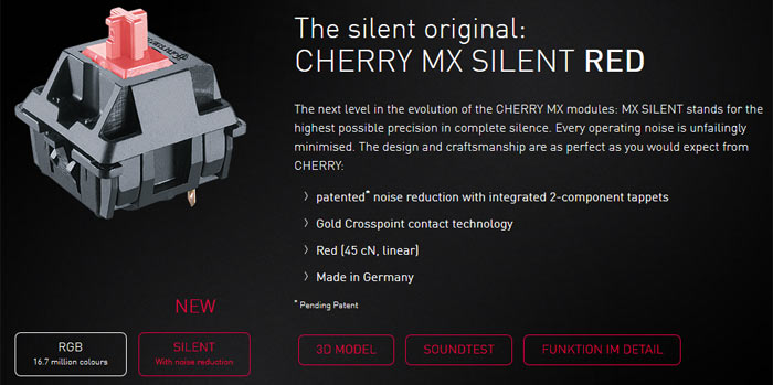 which cherry mx switch is the quietest