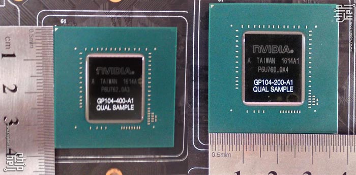 Photo shows Nvidia Pascal GP104-400 GPU 