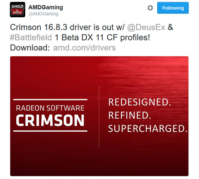 AMD Radeon Software Crimson Edition 16.8.3 released Graphics