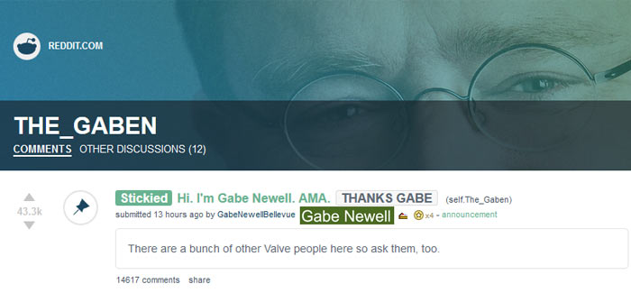 Gabe Newell Teases Unannounced Games and Left 4 Dead in AMA