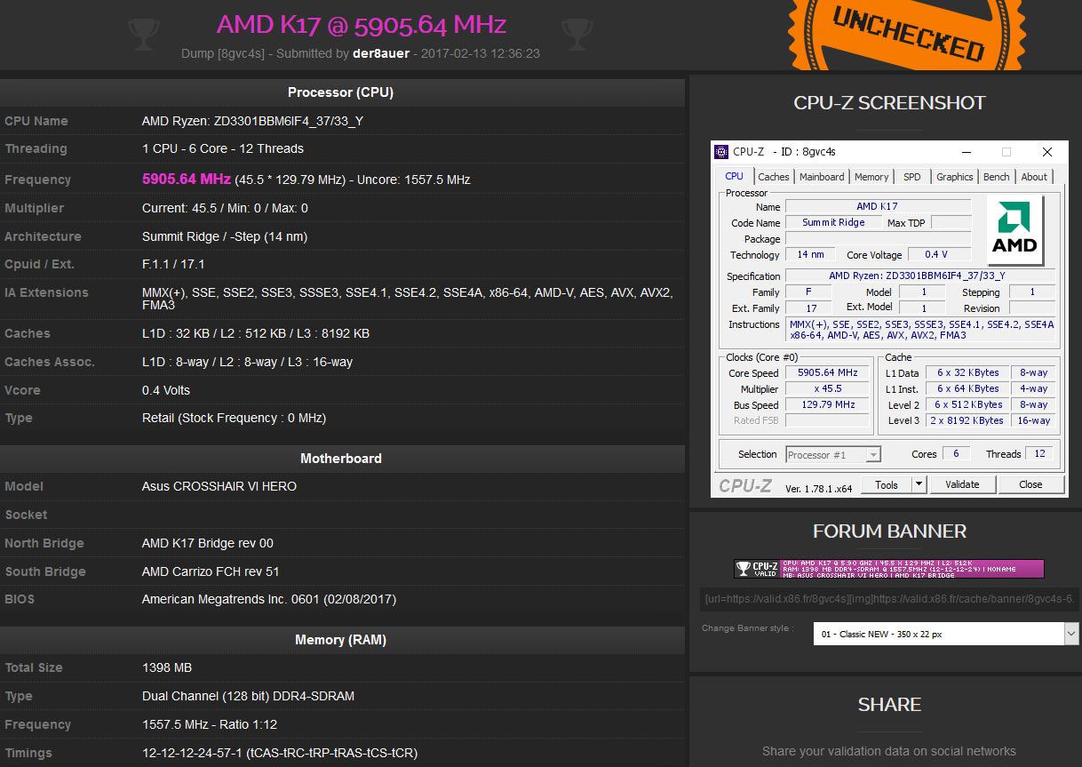 sprogfærdighed Krage tryllekunstner AMD Ryzen 5 1600X overclocked to 5.9GHz with 6C/12T enabled - CPU - News -  HEXUS.net