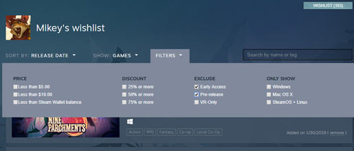Steam Wishlist Sort And Filter Improvements Rolled Out - Industry ...