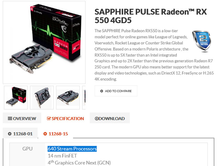 Some Sapphire Radeon RX 550 models now 