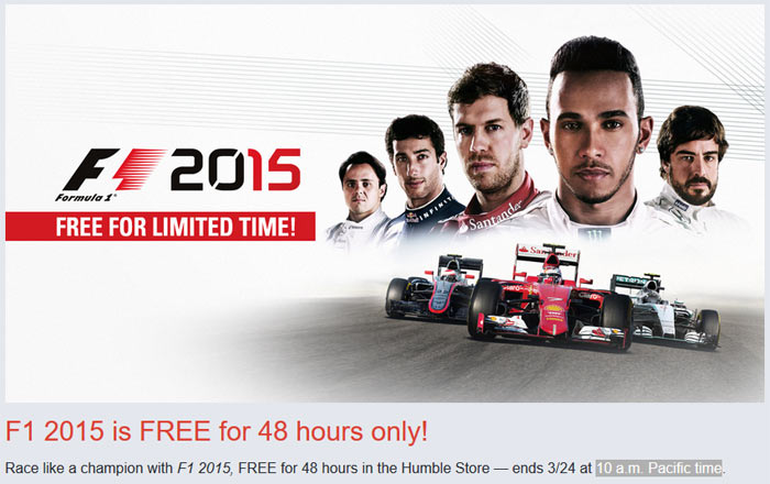 Jogo F1 2015 está de graça por tempo limitado, pegue agora e será seu para  sempre! - Windows Club