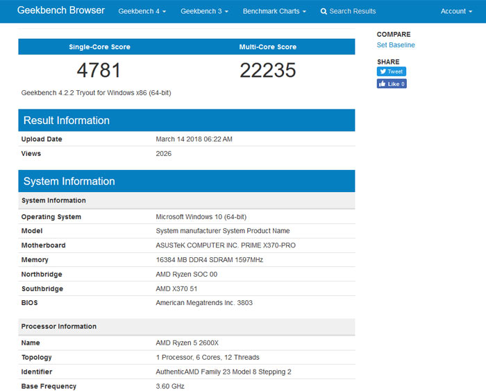 Ryzen 7 2024 2700x geekbench