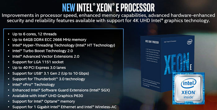 Intel Xeon E-2100 Coffee Lake processor family announced - CPU - News