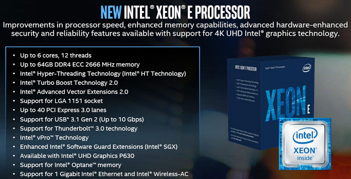 Intel Xeon E-2100 Coffee Lake processor family announced - CPU