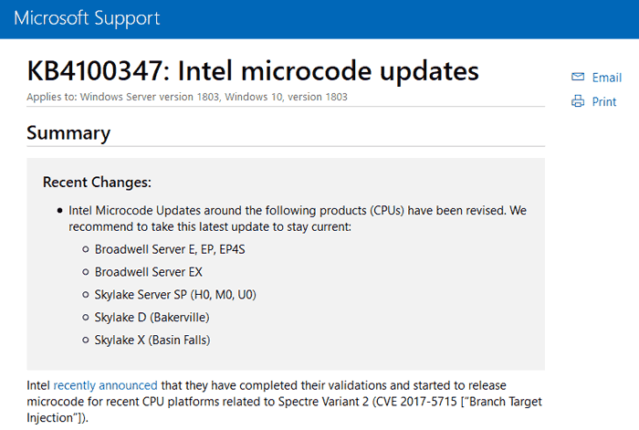 Microsoft releases new Windows 10 Intel CPU microcode updates