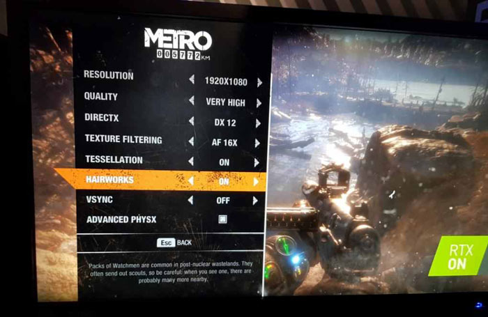 Metro Exodus includes RTX, Hairworks 