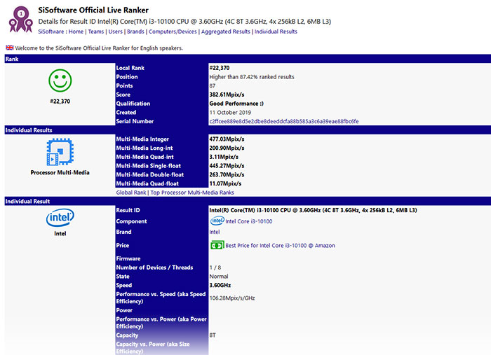 Intel Core i3-10100 Comet Lake Quad-Core 3.6 GHz CPU Processor 