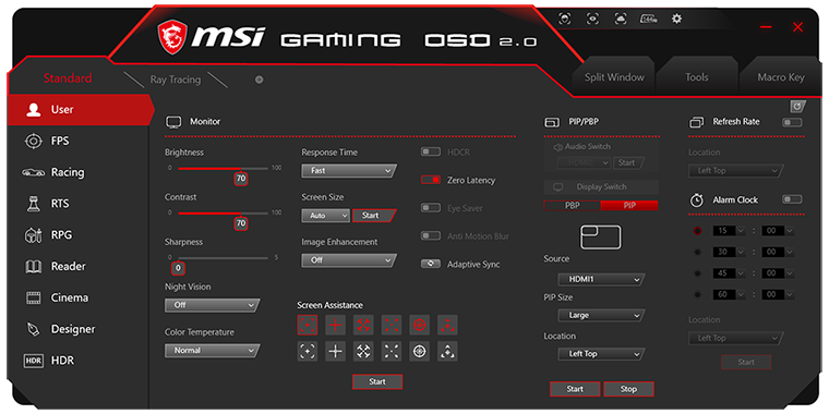 msi camera brightness