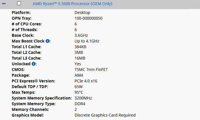 Amd ryzen 5 online 3500x cpu