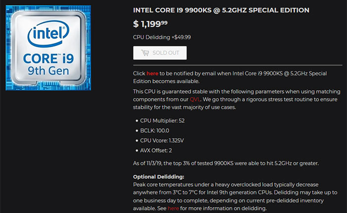 Retailer sells cherry-picked Intel Core i9-9900KS chips for $1200 - CPU -  News 