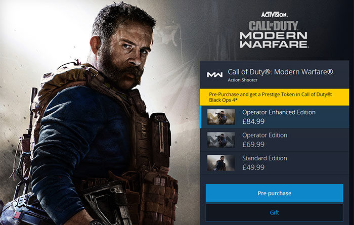 call of duty modern warfare price pc