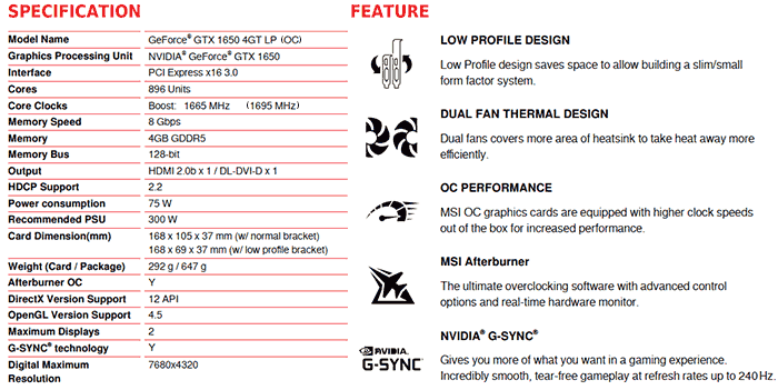 Msi gtx 1650 low profile online oc