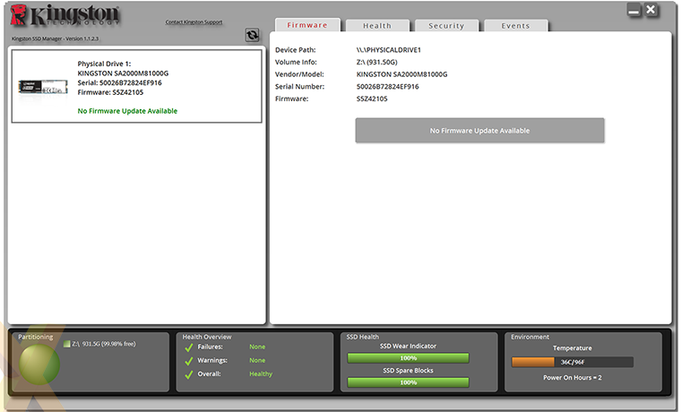 kingston ssd manager not see drive