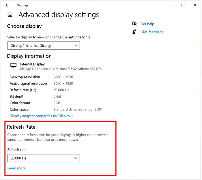 Windows 10 To Add Refresh Rate To Advanced Settings Panel Monitors