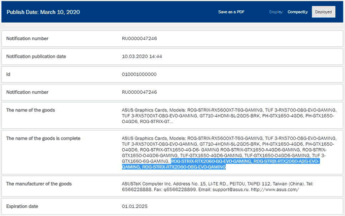 Nvidia Geforce Rtx 60 With 8gb Spotted In Eec Listing Graphics News Hexus Net