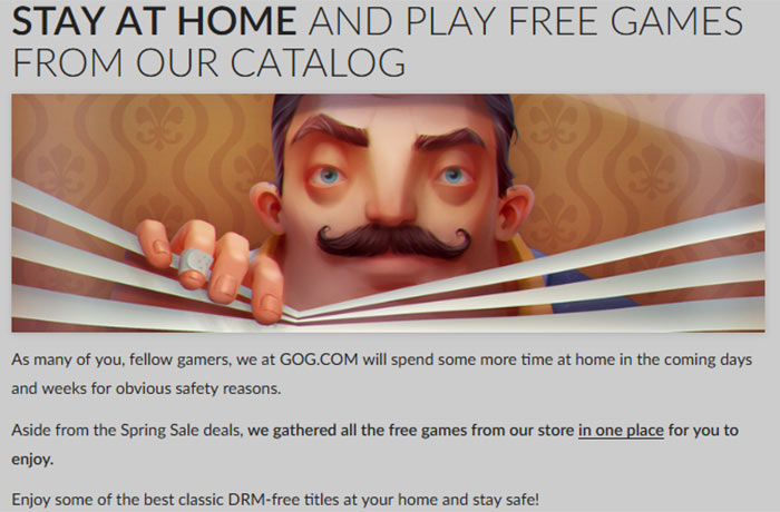 GOG announces its 'stay at home collection' of free games - PC - News