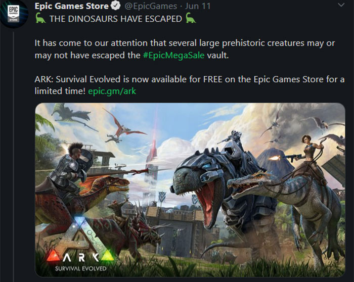 Free PC Game: ARK Survival Evolved is free at Epic Games