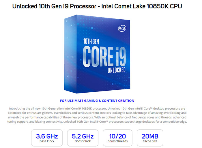 Intel core i9 10850k обзор