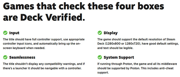 Valve's “Deck Verified” program evaluates which Steam games are