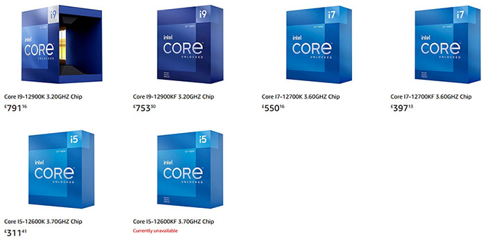 Intel Alder Lake CPU pricing revealed by Amazon UK - CPU - News