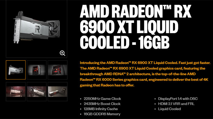 Specification Radeon RX 6900 XT 16G