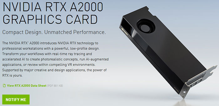 Nvidia launches the RTX A2000 low-profile pro graphics card 